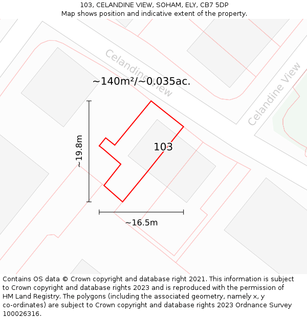103, CELANDINE VIEW, SOHAM, ELY, CB7 5DP: Plot and title map