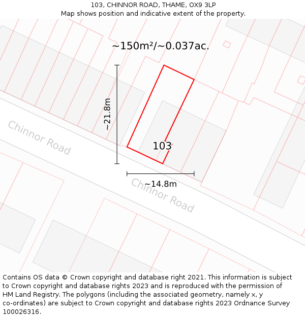 103, CHINNOR ROAD, THAME, OX9 3LP: Plot and title map