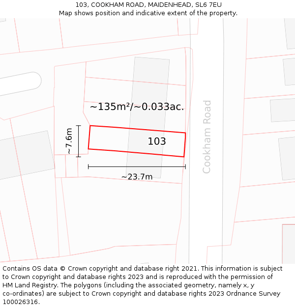 103, COOKHAM ROAD, MAIDENHEAD, SL6 7EU: Plot and title map