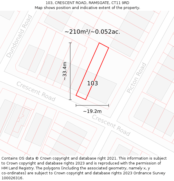 103, CRESCENT ROAD, RAMSGATE, CT11 9RD: Plot and title map