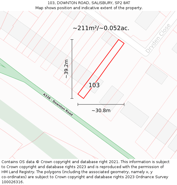 103, DOWNTON ROAD, SALISBURY, SP2 8AT: Plot and title map