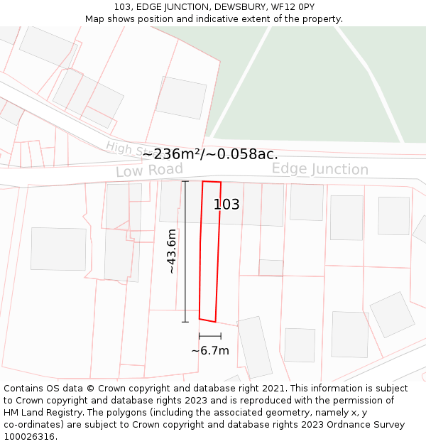 103, EDGE JUNCTION, DEWSBURY, WF12 0PY: Plot and title map