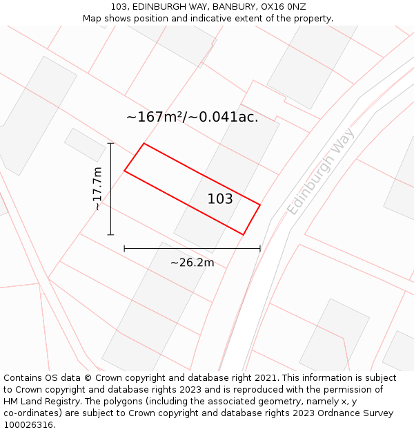 103, EDINBURGH WAY, BANBURY, OX16 0NZ: Plot and title map
