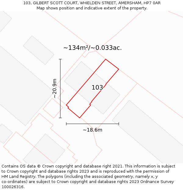 103, GILBERT SCOTT COURT, WHIELDEN STREET, AMERSHAM, HP7 0AR: Plot and title map