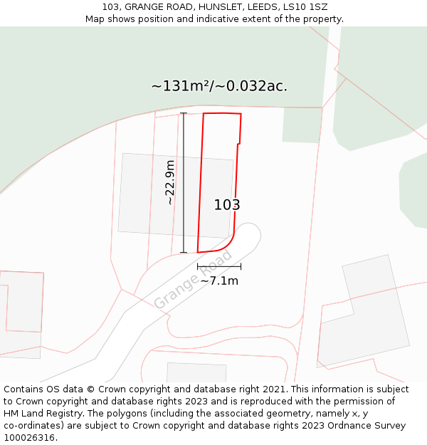 103, GRANGE ROAD, HUNSLET, LEEDS, LS10 1SZ: Plot and title map