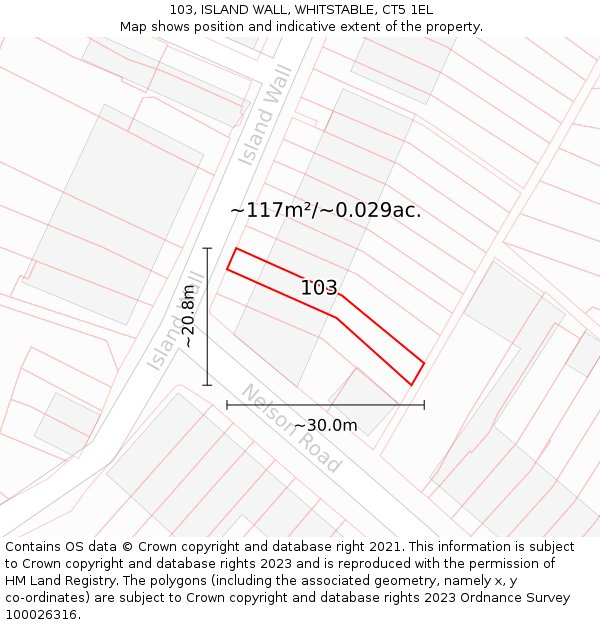 103, ISLAND WALL, WHITSTABLE, CT5 1EL: Plot and title map