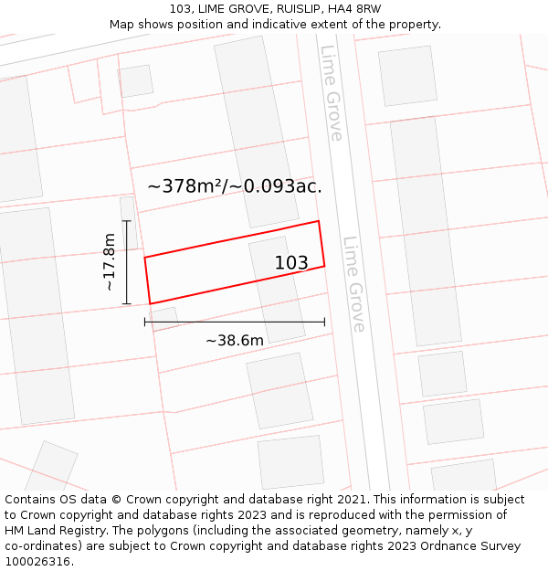 103, LIME GROVE, RUISLIP, HA4 8RW: Plot and title map