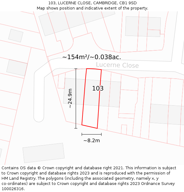 103, LUCERNE CLOSE, CAMBRIDGE, CB1 9SD: Plot and title map