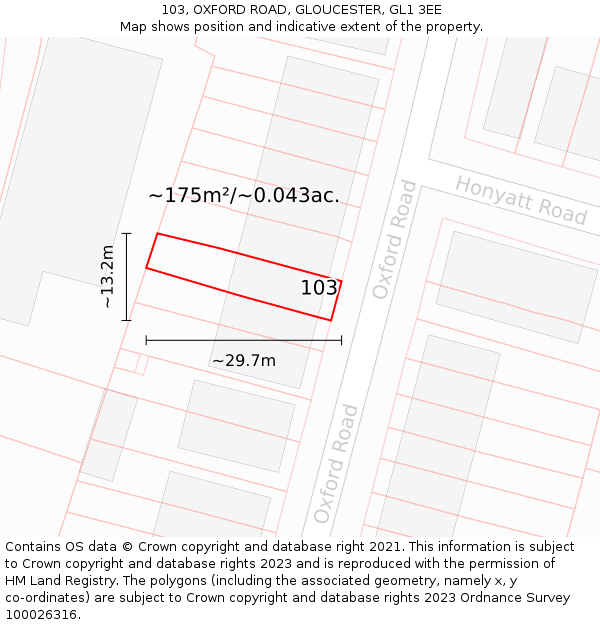 103, OXFORD ROAD, GLOUCESTER, GL1 3EE: Plot and title map