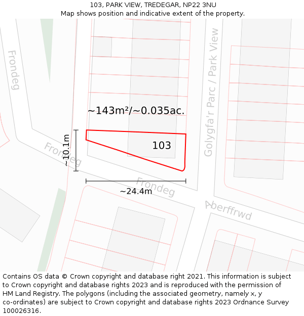 103, PARK VIEW, TREDEGAR, NP22 3NU: Plot and title map