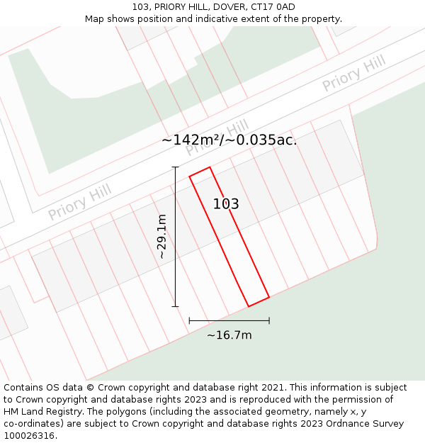 103, PRIORY HILL, DOVER, CT17 0AD: Plot and title map