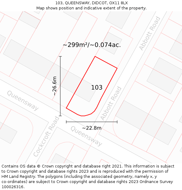 103, QUEENSWAY, DIDCOT, OX11 8LX: Plot and title map