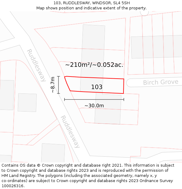 103, RUDDLESWAY, WINDSOR, SL4 5SH: Plot and title map