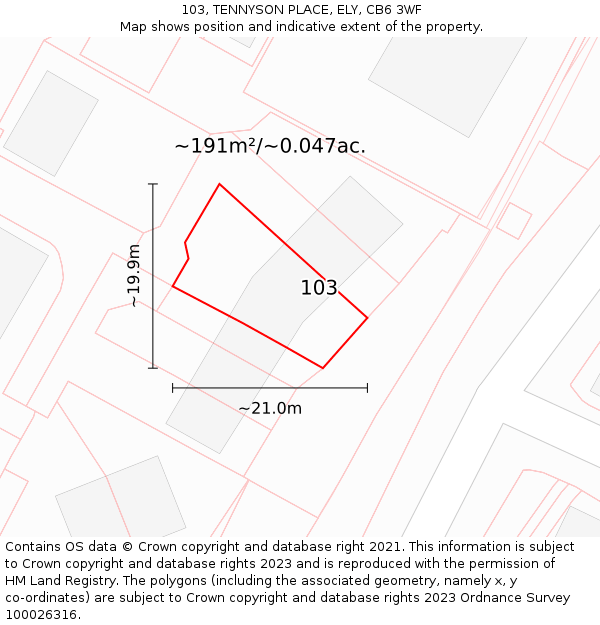 103, TENNYSON PLACE, ELY, CB6 3WF: Plot and title map