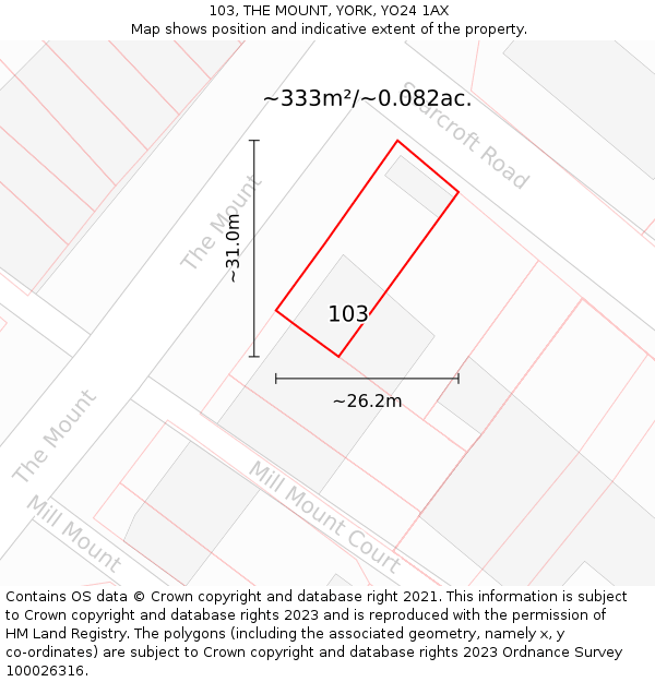 103, THE MOUNT, YORK, YO24 1AX: Plot and title map