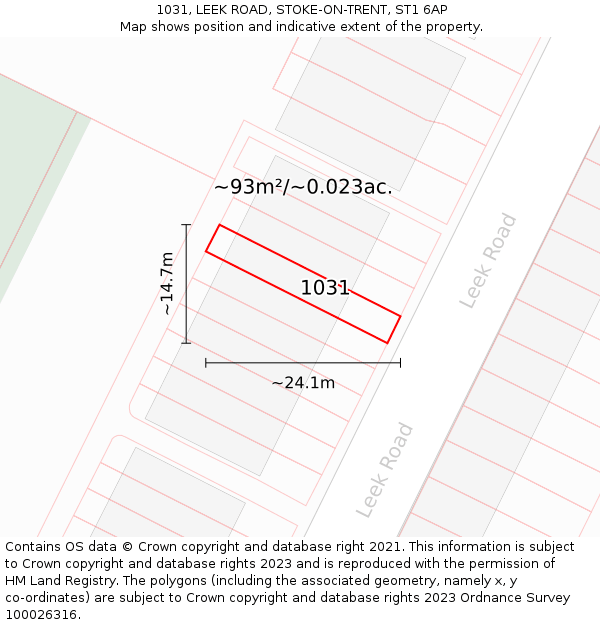 1031, LEEK ROAD, STOKE-ON-TRENT, ST1 6AP: Plot and title map