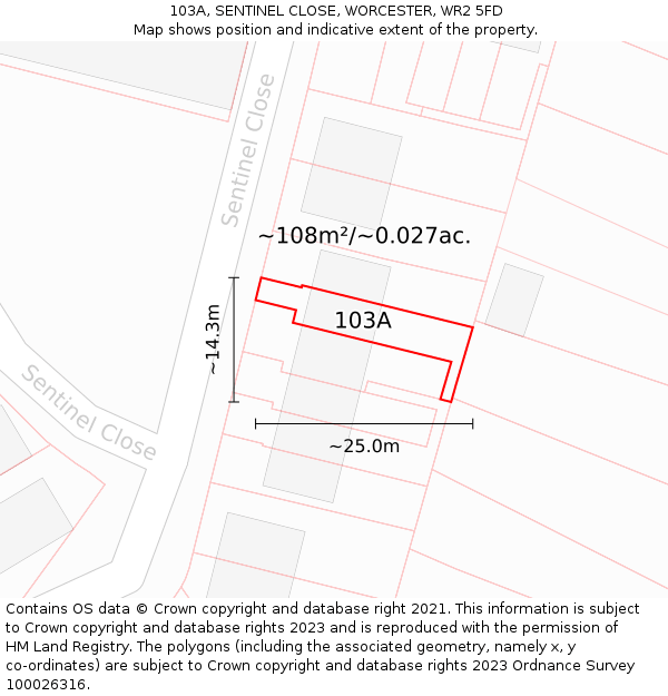 103A, SENTINEL CLOSE, WORCESTER, WR2 5FD: Plot and title map