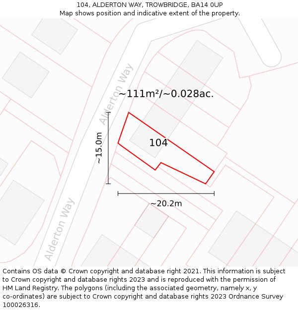 104, ALDERTON WAY, TROWBRIDGE, BA14 0UP: Plot and title map