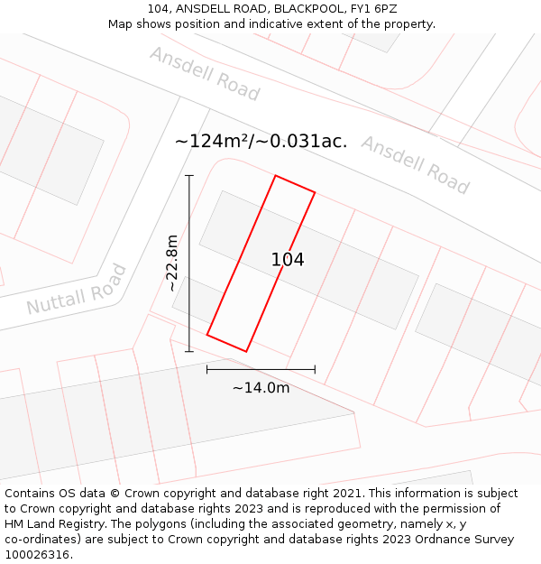 104, ANSDELL ROAD, BLACKPOOL, FY1 6PZ: Plot and title map