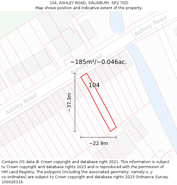 104, ASHLEY ROAD, SALISBURY, SP2 7DD: Plot and title map