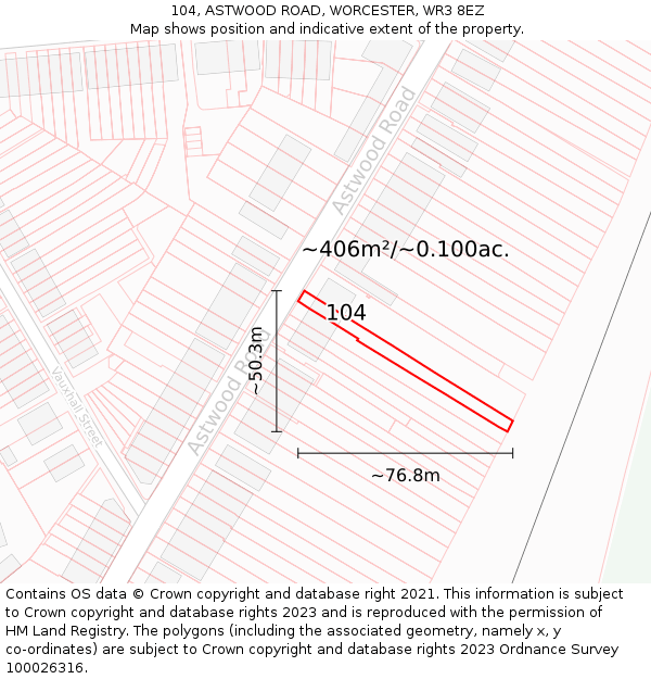 104, ASTWOOD ROAD, WORCESTER, WR3 8EZ: Plot and title map