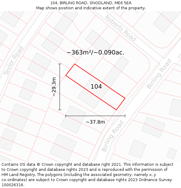 104, BIRLING ROAD, SNODLAND, ME6 5EA: Plot and title map
