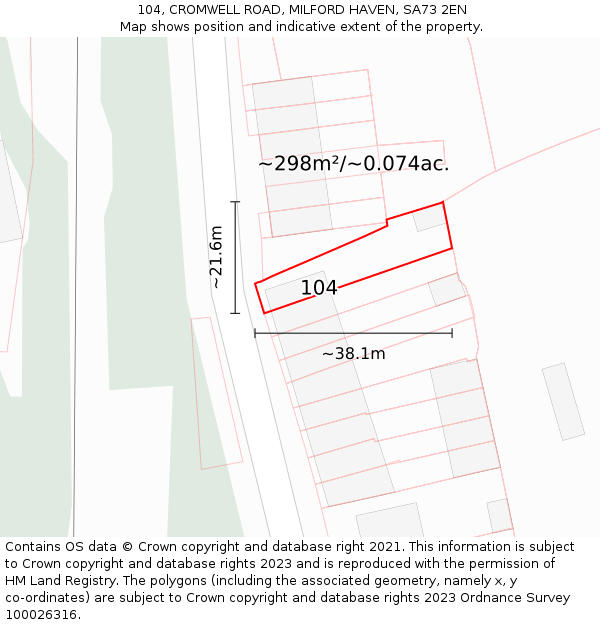 104, CROMWELL ROAD, MILFORD HAVEN, SA73 2EN: Plot and title map
