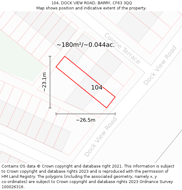 104, DOCK VIEW ROAD, BARRY, CF63 3QQ: Plot and title map