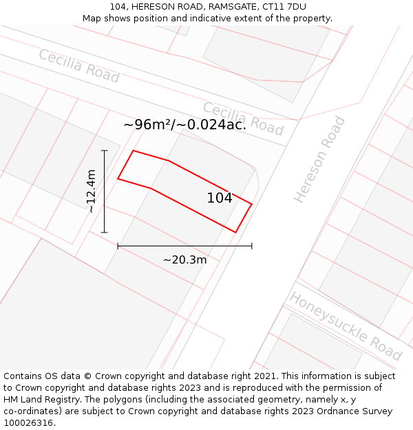 104, HERESON ROAD, RAMSGATE, CT11 7DU: Plot and title map