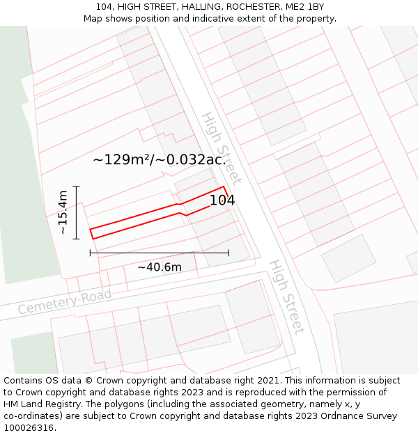 104, HIGH STREET, HALLING, ROCHESTER, ME2 1BY: Plot and title map