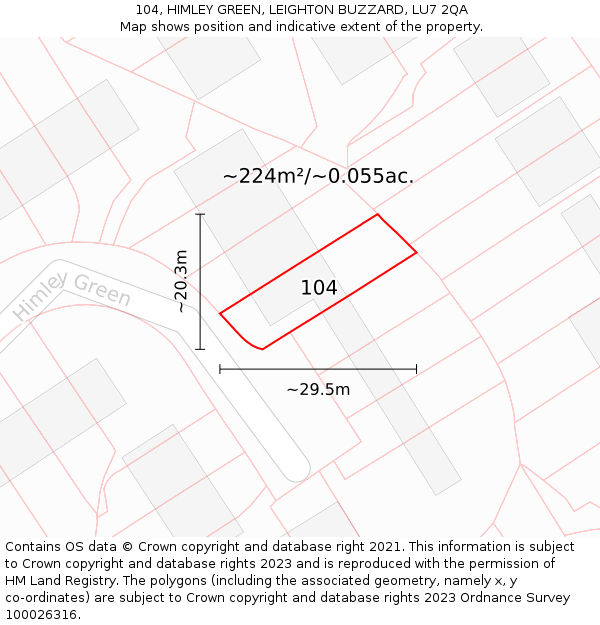 104, HIMLEY GREEN, LEIGHTON BUZZARD, LU7 2QA: Plot and title map