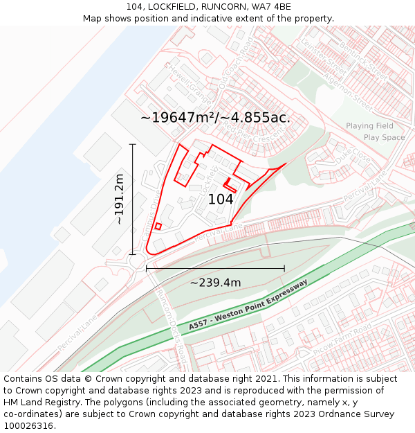 104, LOCKFIELD, RUNCORN, WA7 4BE: Plot and title map