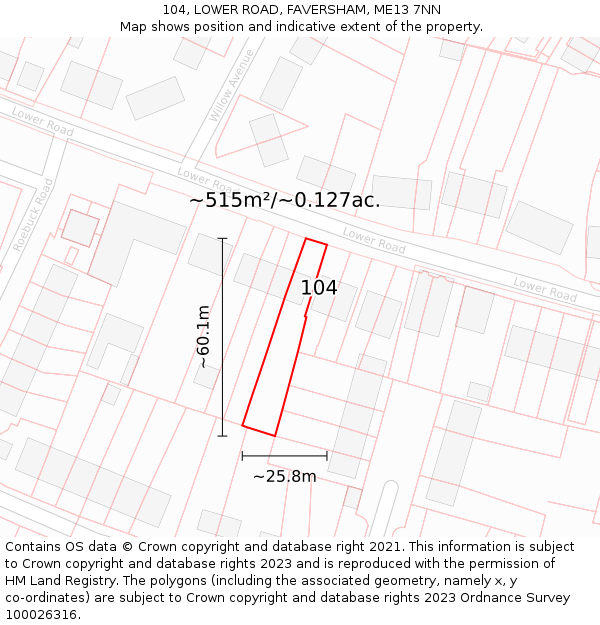 104, LOWER ROAD, FAVERSHAM, ME13 7NN: Plot and title map