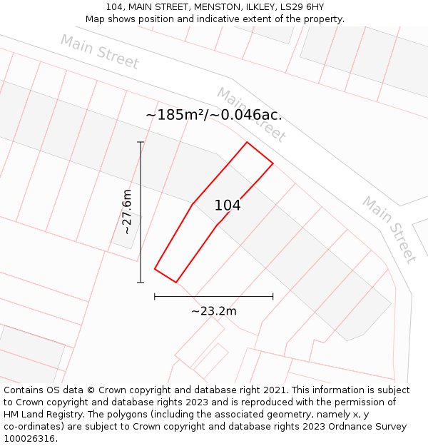 104, MAIN STREET, MENSTON, ILKLEY, LS29 6HY: Plot and title map