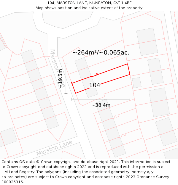 104, MARSTON LANE, NUNEATON, CV11 4RE: Plot and title map