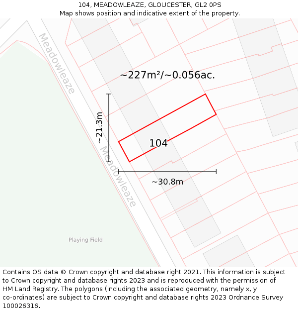 104, MEADOWLEAZE, GLOUCESTER, GL2 0PS: Plot and title map
