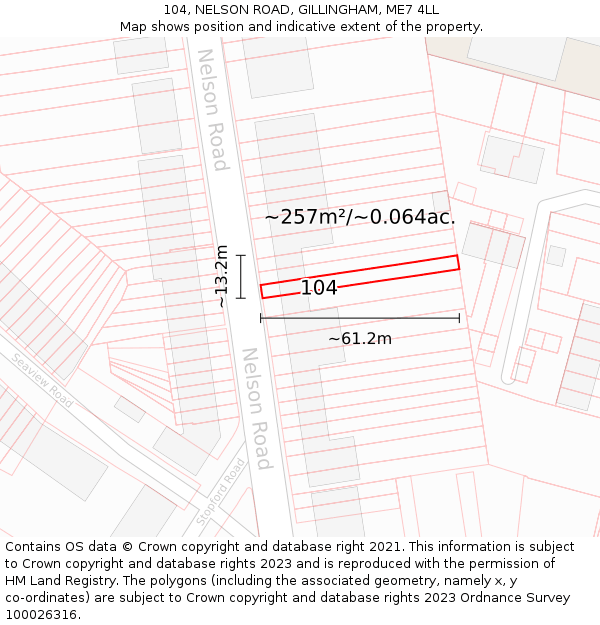 104, NELSON ROAD, GILLINGHAM, ME7 4LL: Plot and title map