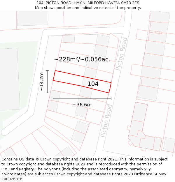 104, PICTON ROAD, HAKIN, MILFORD HAVEN, SA73 3ES: Plot and title map