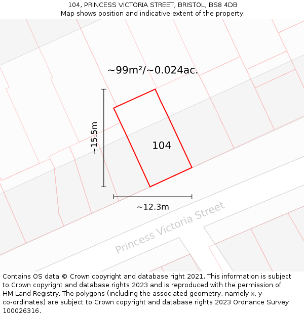104, PRINCESS VICTORIA STREET, BRISTOL, BS8 4DB: Plot and title map