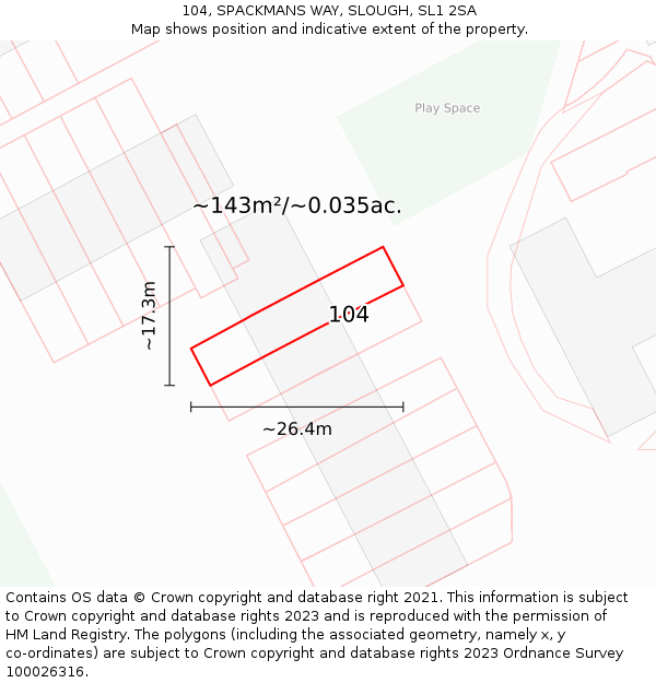 104, SPACKMANS WAY, SLOUGH, SL1 2SA: Plot and title map