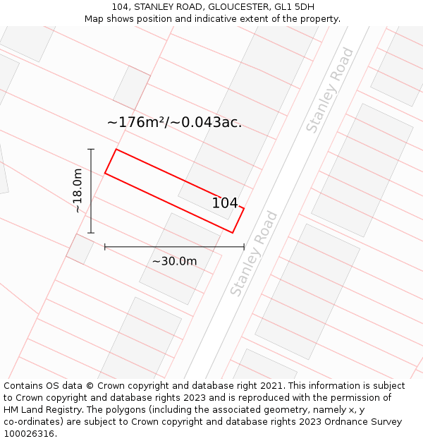 104, STANLEY ROAD, GLOUCESTER, GL1 5DH: Plot and title map
