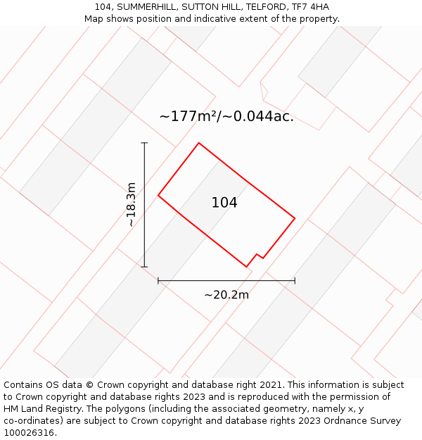104, SUMMERHILL, SUTTON HILL, TELFORD, TF7 4HA: Plot and title map