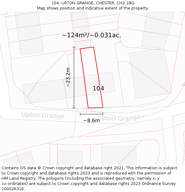 104, UPTON GRANGE, CHESTER, CH2 1BG: Plot and title map