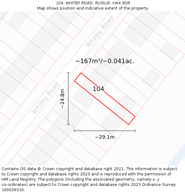 104, WHITBY ROAD, RUISLIP, HA4 9DR: Plot and title map