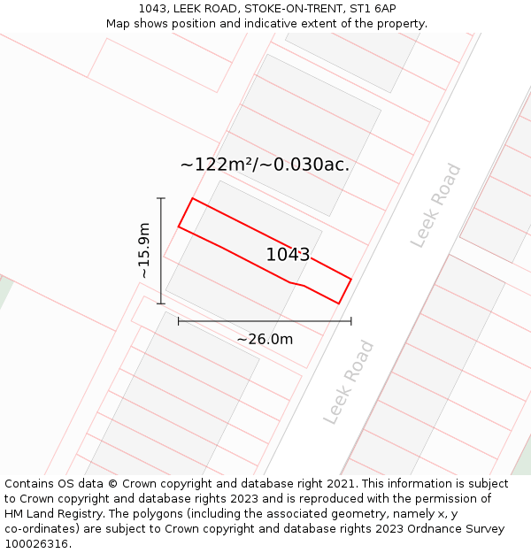 1043, LEEK ROAD, STOKE-ON-TRENT, ST1 6AP: Plot and title map