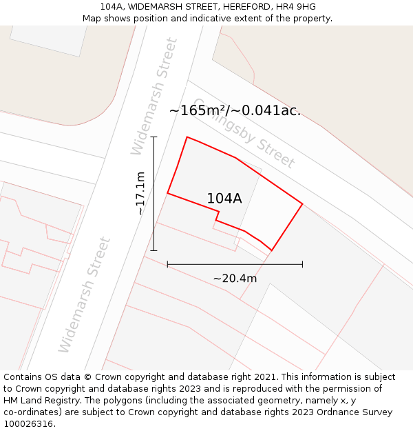 104A, WIDEMARSH STREET, HEREFORD, HR4 9HG: Plot and title map