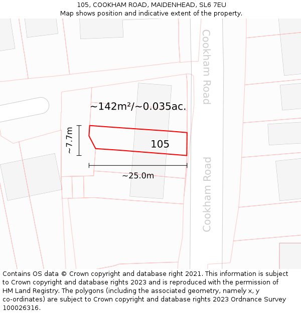 105, COOKHAM ROAD, MAIDENHEAD, SL6 7EU: Plot and title map