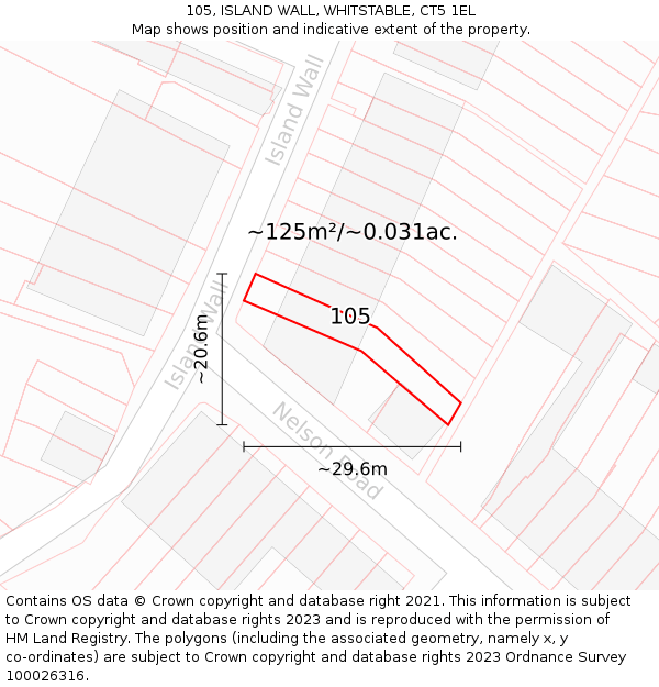 105, ISLAND WALL, WHITSTABLE, CT5 1EL: Plot and title map