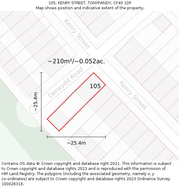 105, KENRY STREET, TONYPANDY, CF40 1DF: Plot and title map