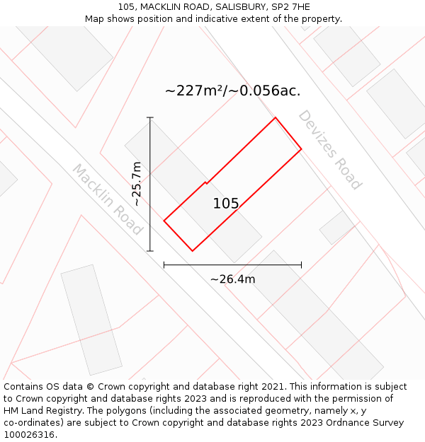 105, MACKLIN ROAD, SALISBURY, SP2 7HE: Plot and title map
